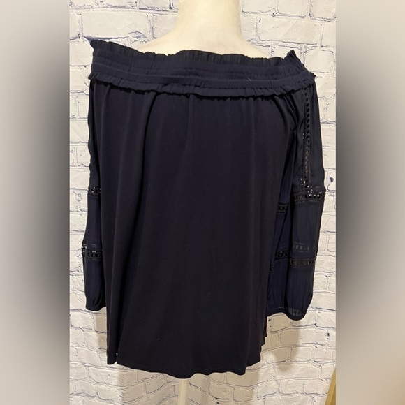 Ann Taylor Loft Blue Blouse Off The Shoulder Top Small - Picture 4 of 5